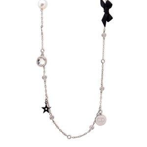 CHRISTIAN DIOR CRYSTALPEARL CHARM STATION NECKLACE